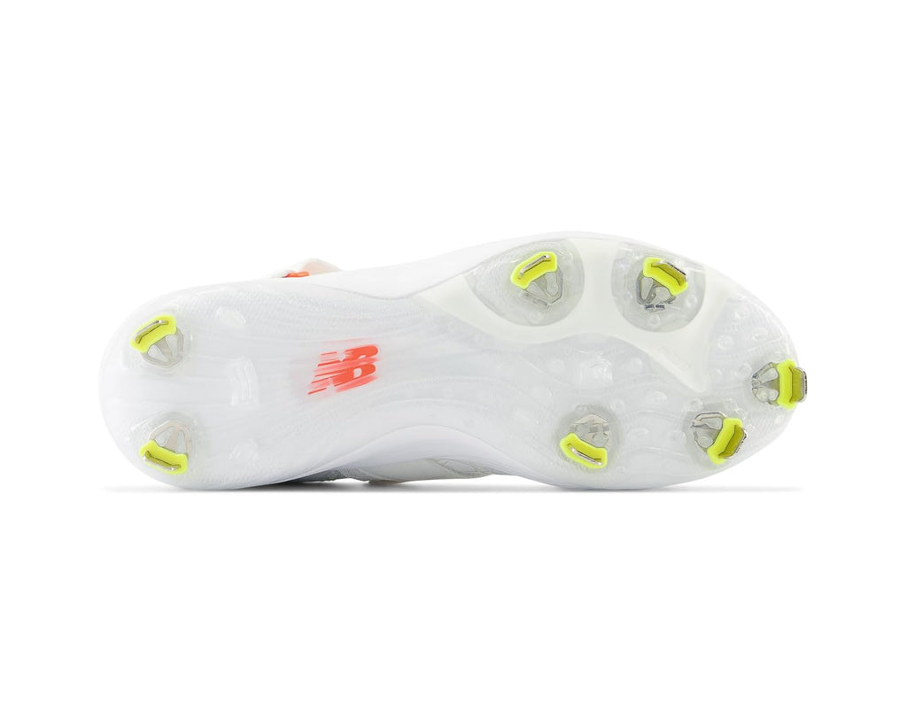 Men's New Balance FuelCell Lindor v2 Metal Baseball Cleats Optic White/Neon Dragonfly
