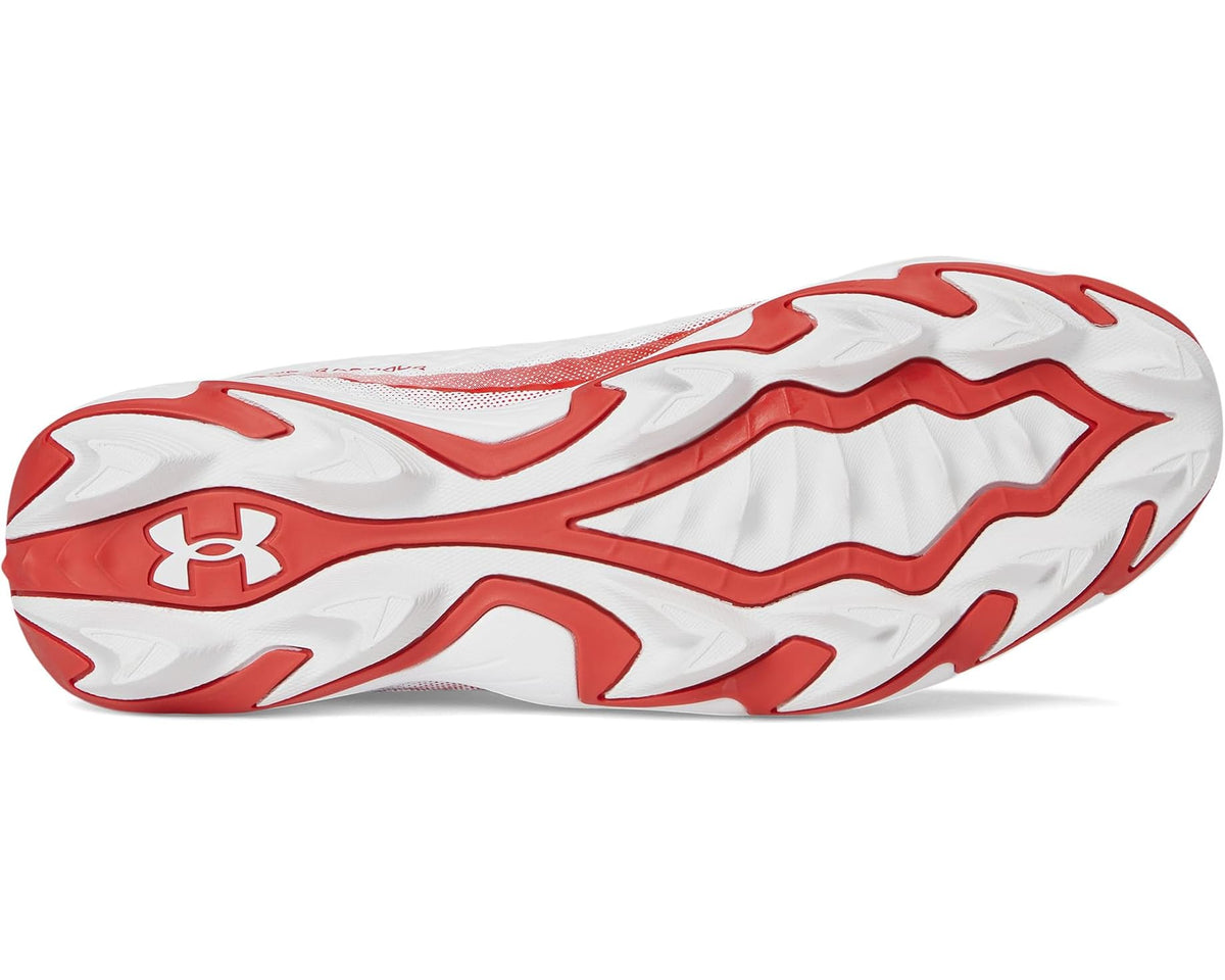 Men's Under Armour Spotlight Hammer RM Football Cleats White/Red/Red