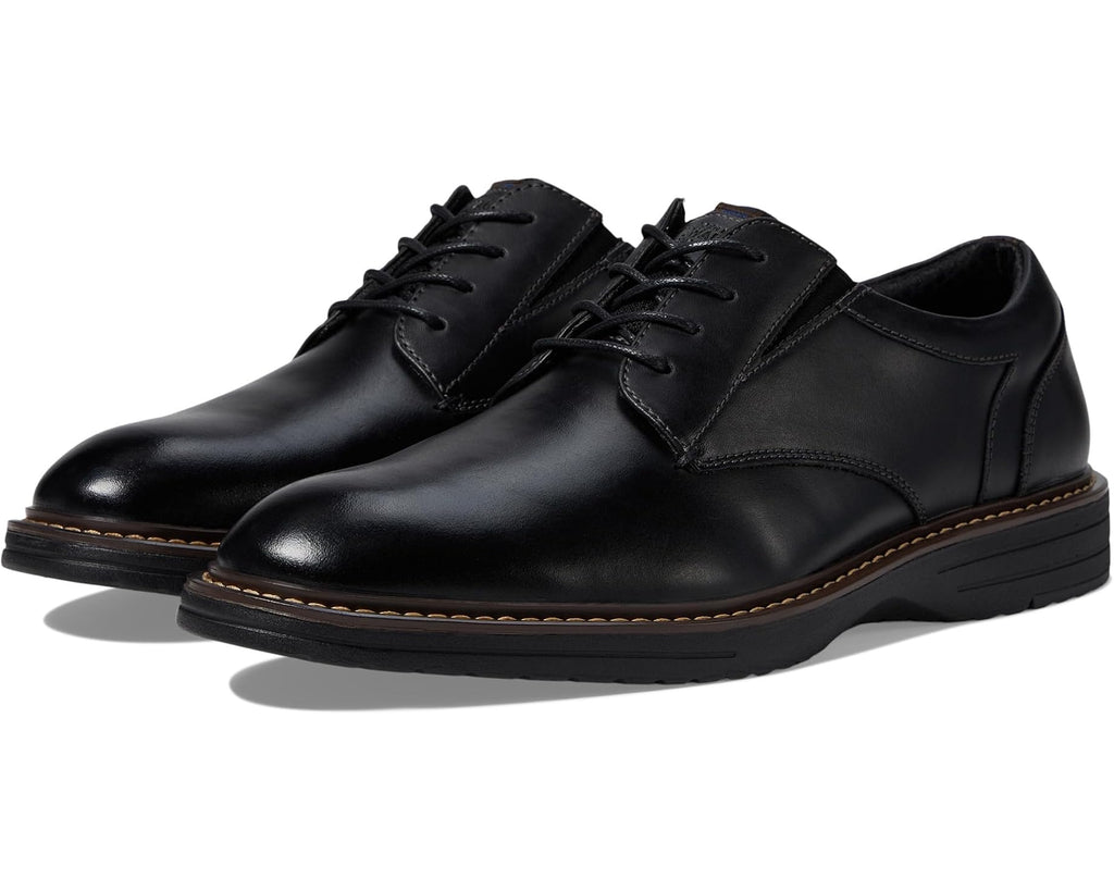 Men's Nunn Bush Griff Plain Toe Oxford Lightweight and Comfortable for All Occasions Leather Lace Up Black