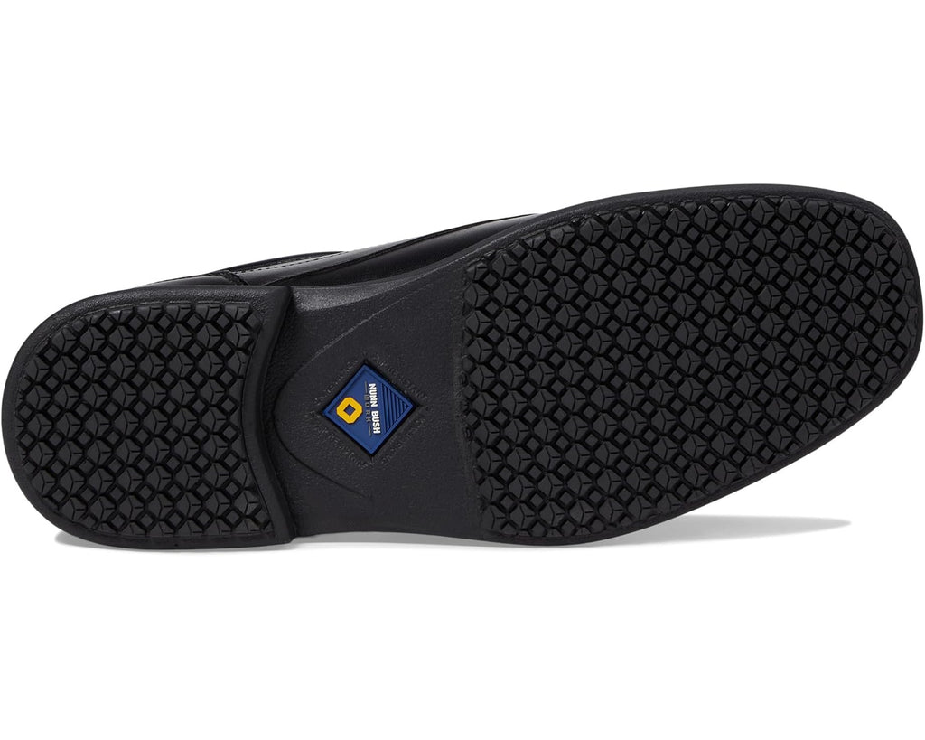 Men's Nunn Bush Sanford Slip Resistant Bicycle Toe Work Slip-On Black