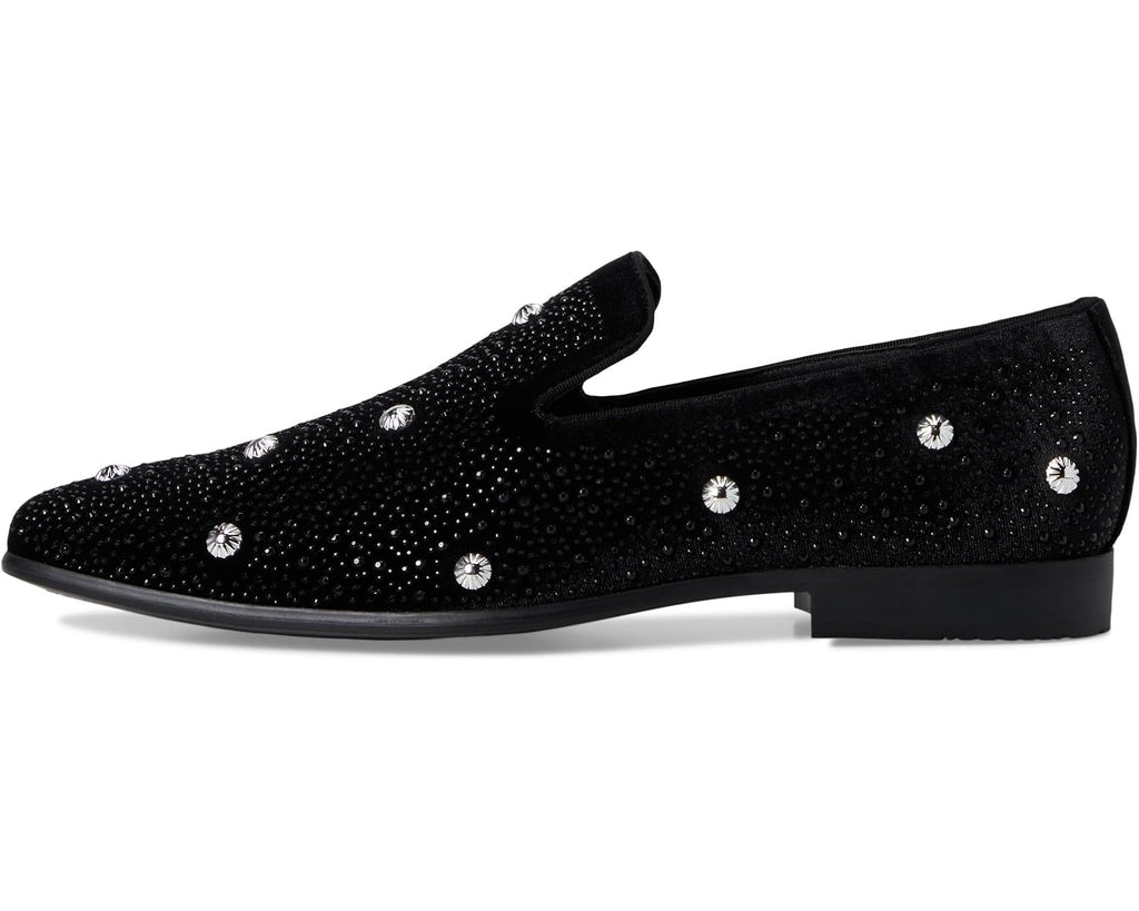 Men's Stacy Adams Spangle Rhinestone Slip-On Black/Silver