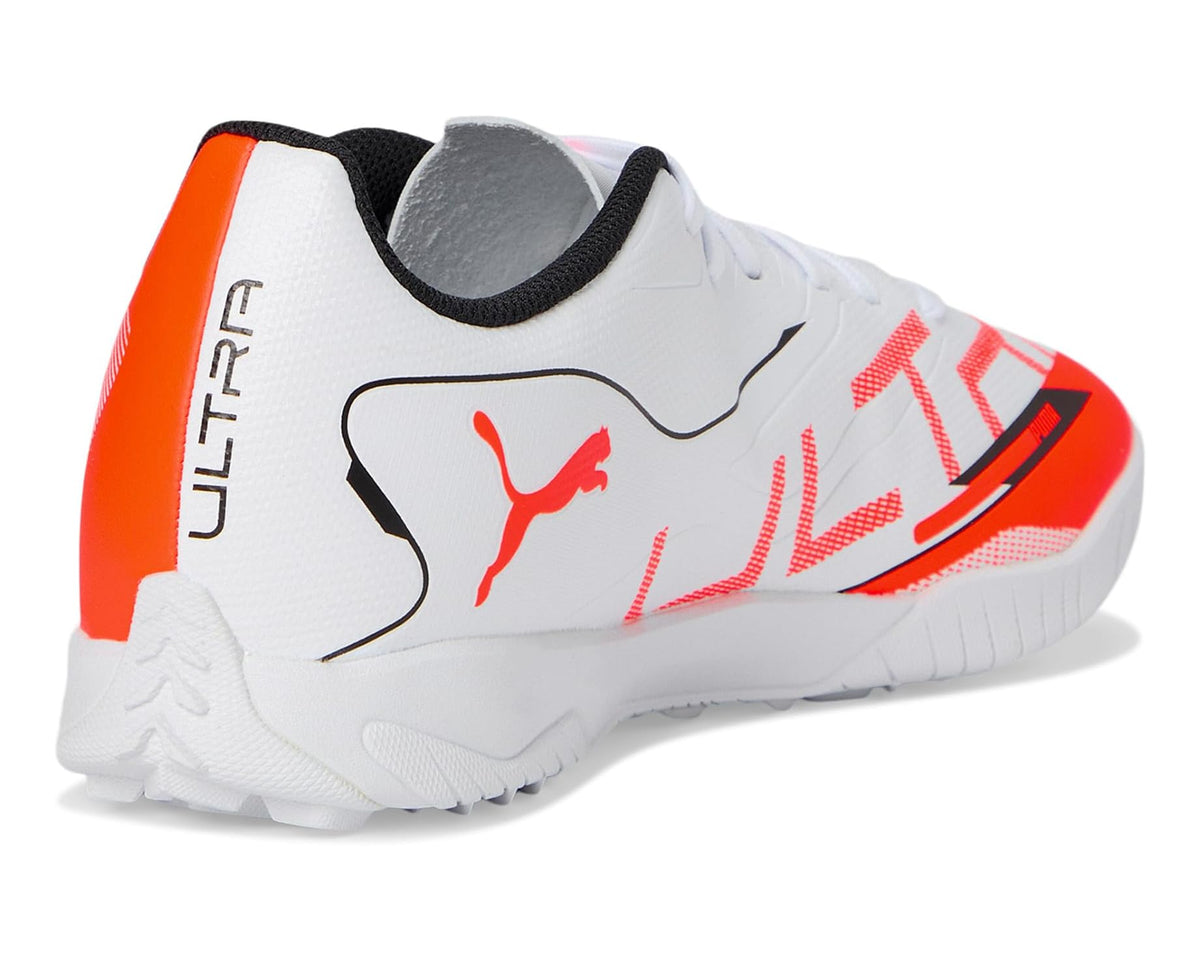 Men's PUMA Ultra 5 Play Turf Trainer Soccer Cleats Puma White-Puma Black-Glowing Red