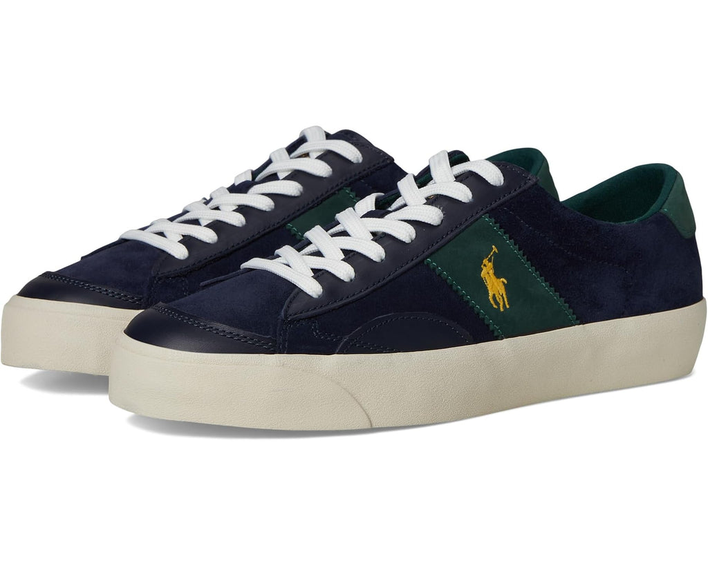 Men's Polo Ralph Lauren Suede Leather-Sayer Sport-Sneakers-Low Top Lace Navy/Forest