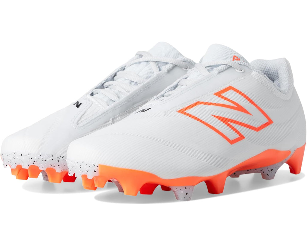 Men's New Balance BurnX4 Lacrosse Cleats White/Hot Mango/Ice Blue