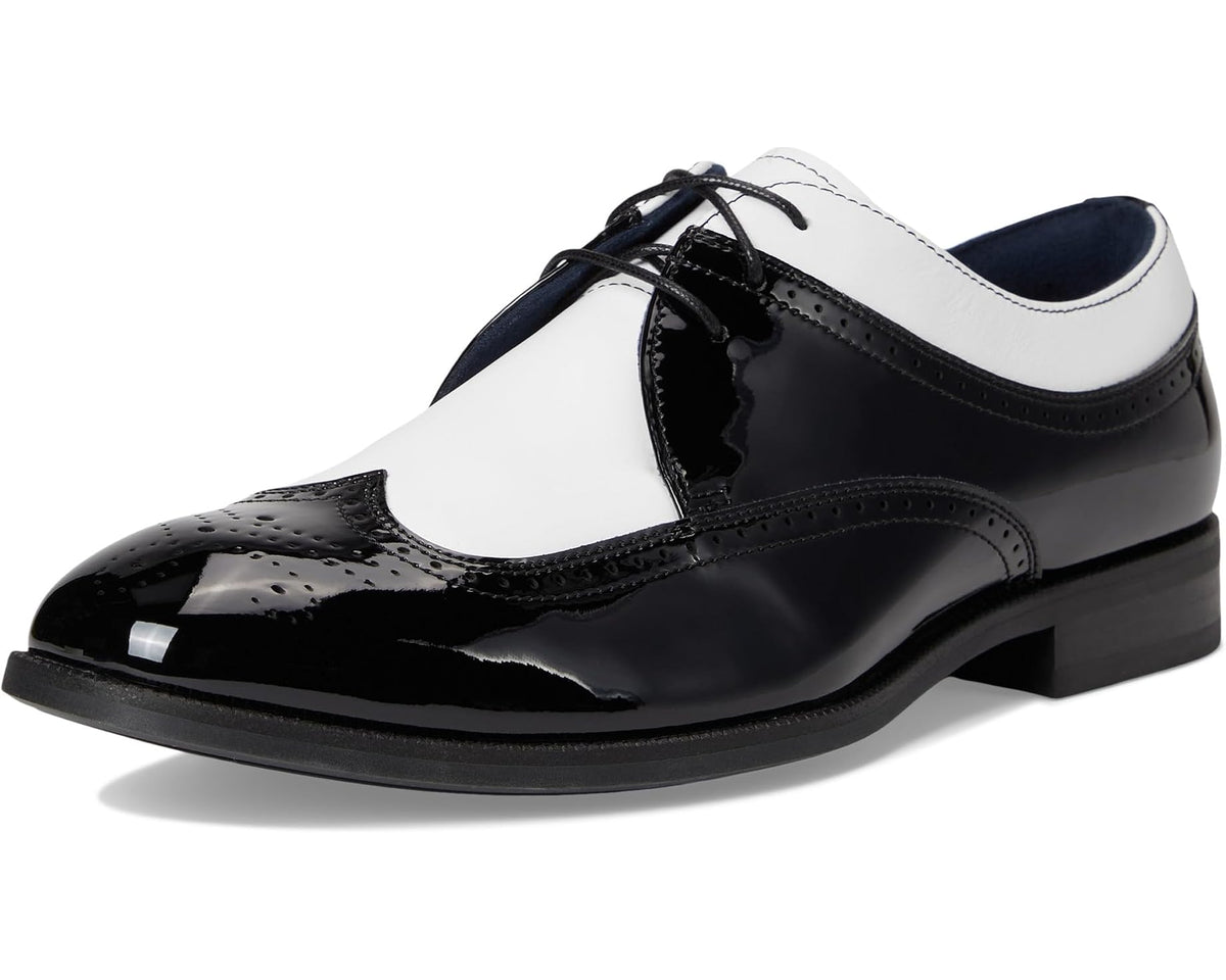 Men's Stacy Adams Dayton II Wing Tip Lace-Up Black and White