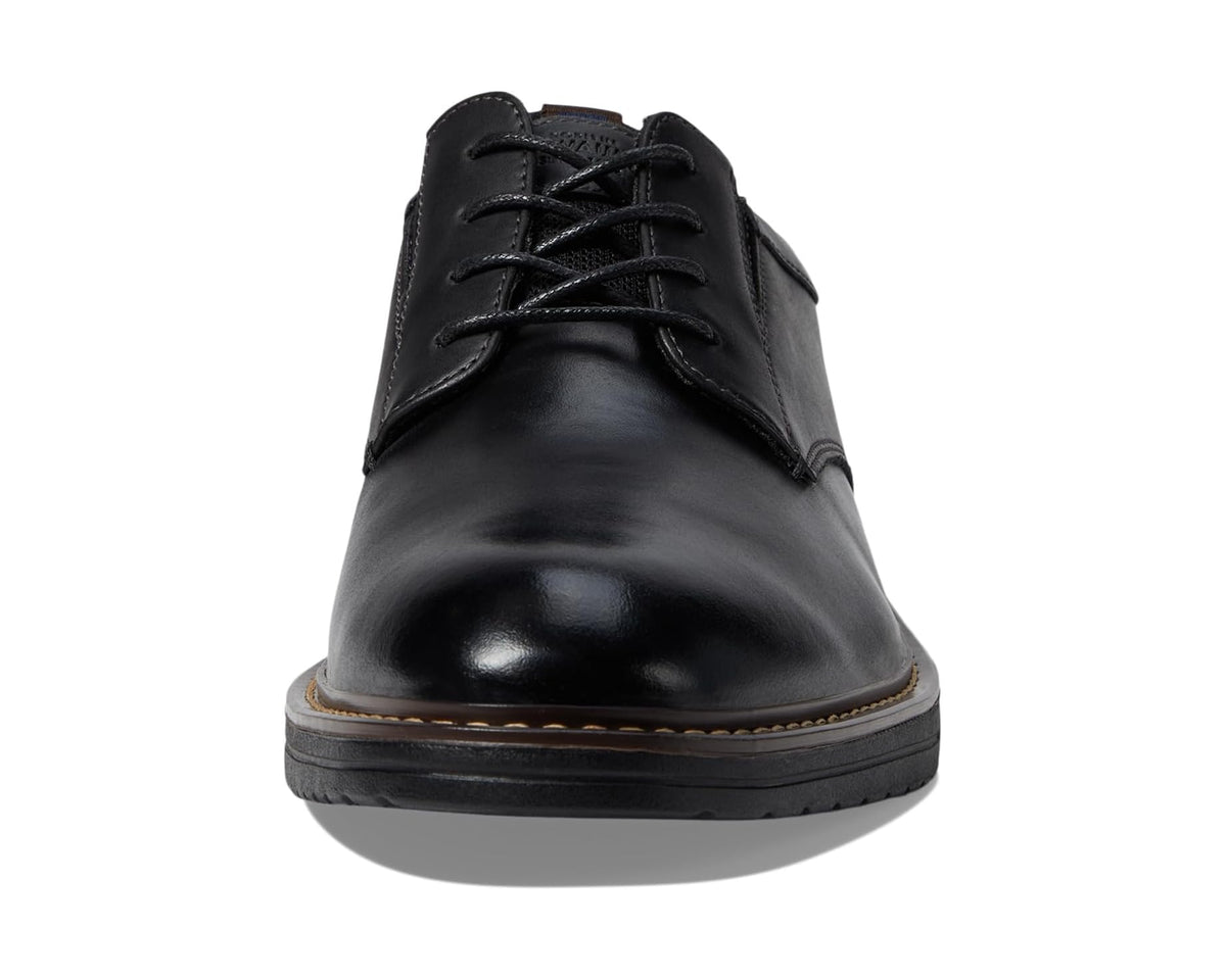 Men's Nunn Bush Griff Plain Toe Oxford Lightweight and Comfortable for All Occasions Leather Lace Up Black