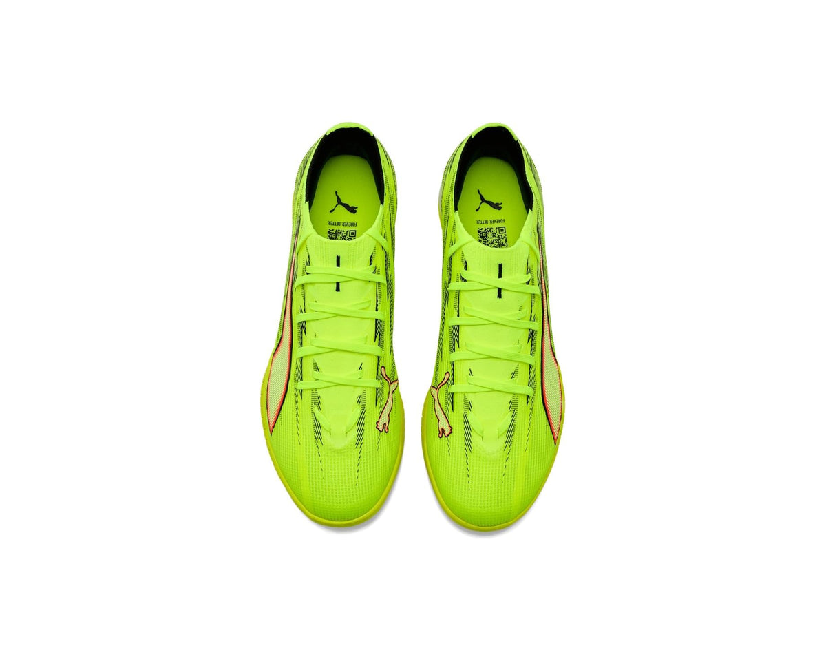Men's PUMA Ultra 6 Match Turf Trainer Soccer Cleats Yellow Alert/Black/Glowing Red/Lime Squeeze