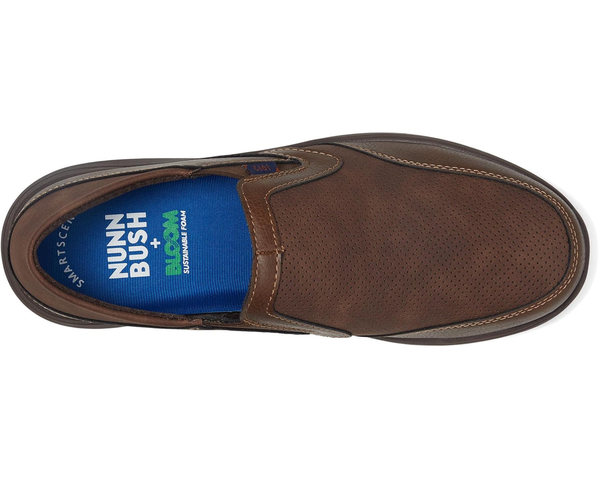 Men's Nunn Bush Conway EZ Moccasin Toe Slip-On Easy Slip-In Loafer Brown