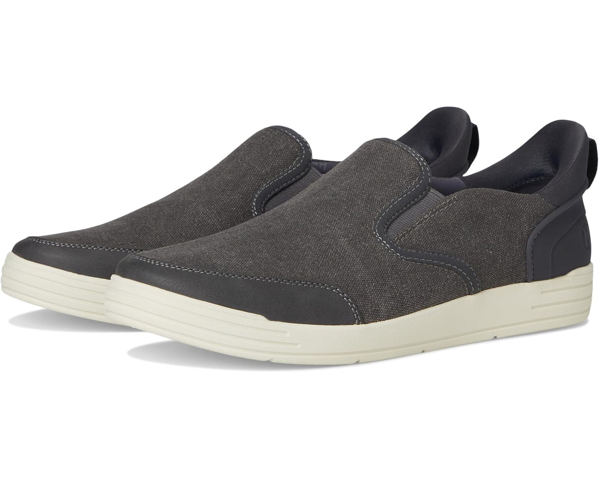 Men's Nunn Bush Kore City Walk Canvas EZ Moc Toe Slip-On Sneakers Easy On and Easy Off Cement