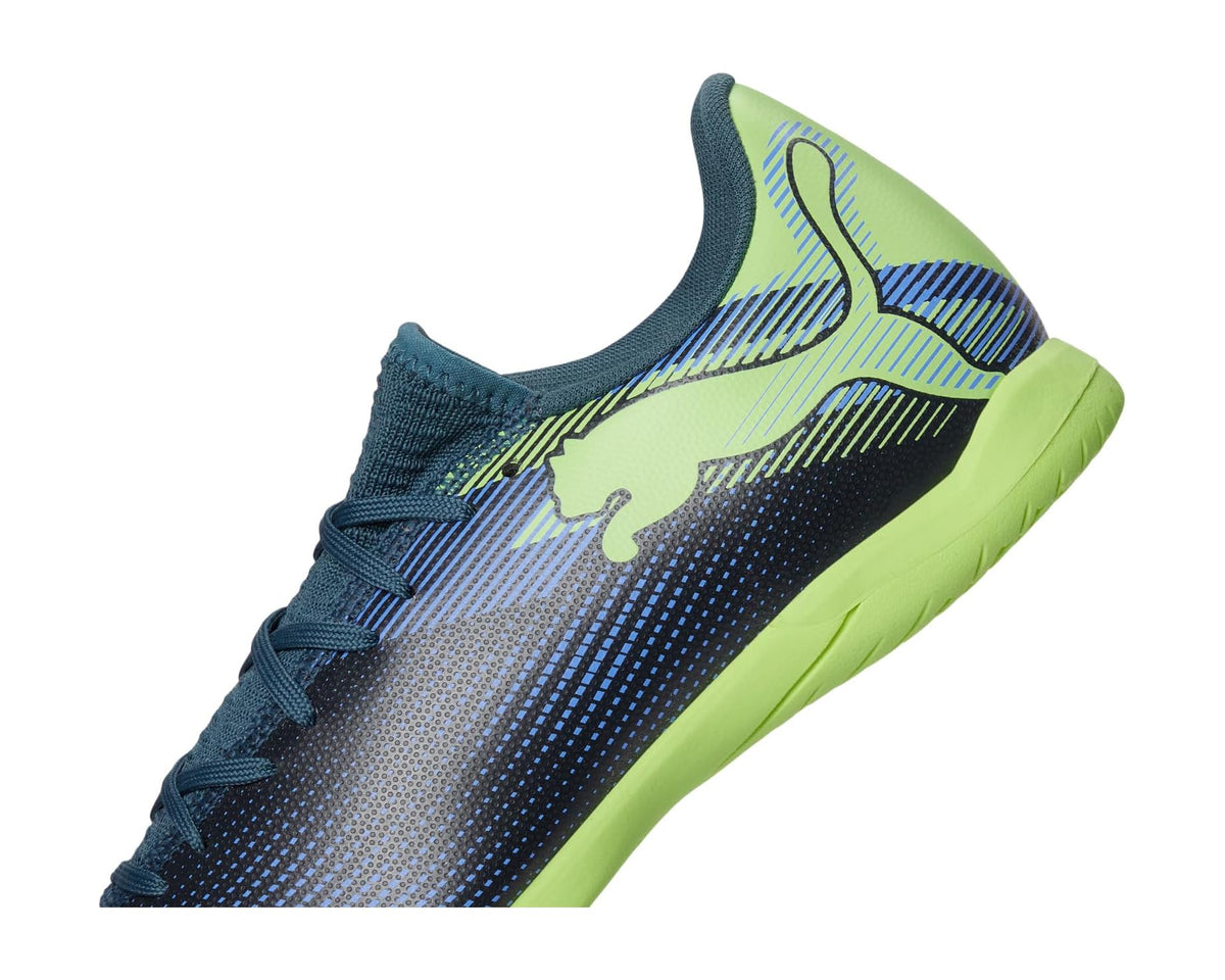 Men's PUMA Future 7 Play Indoor Training Soccer Cleats Gray Skies-Elektro Purple-Fizzy Apple-Puma White