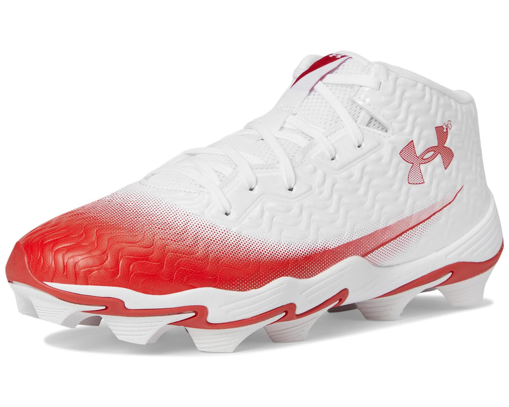 Men's Under Armour Spotlight Hammer RM Football Cleats White/Red/Red