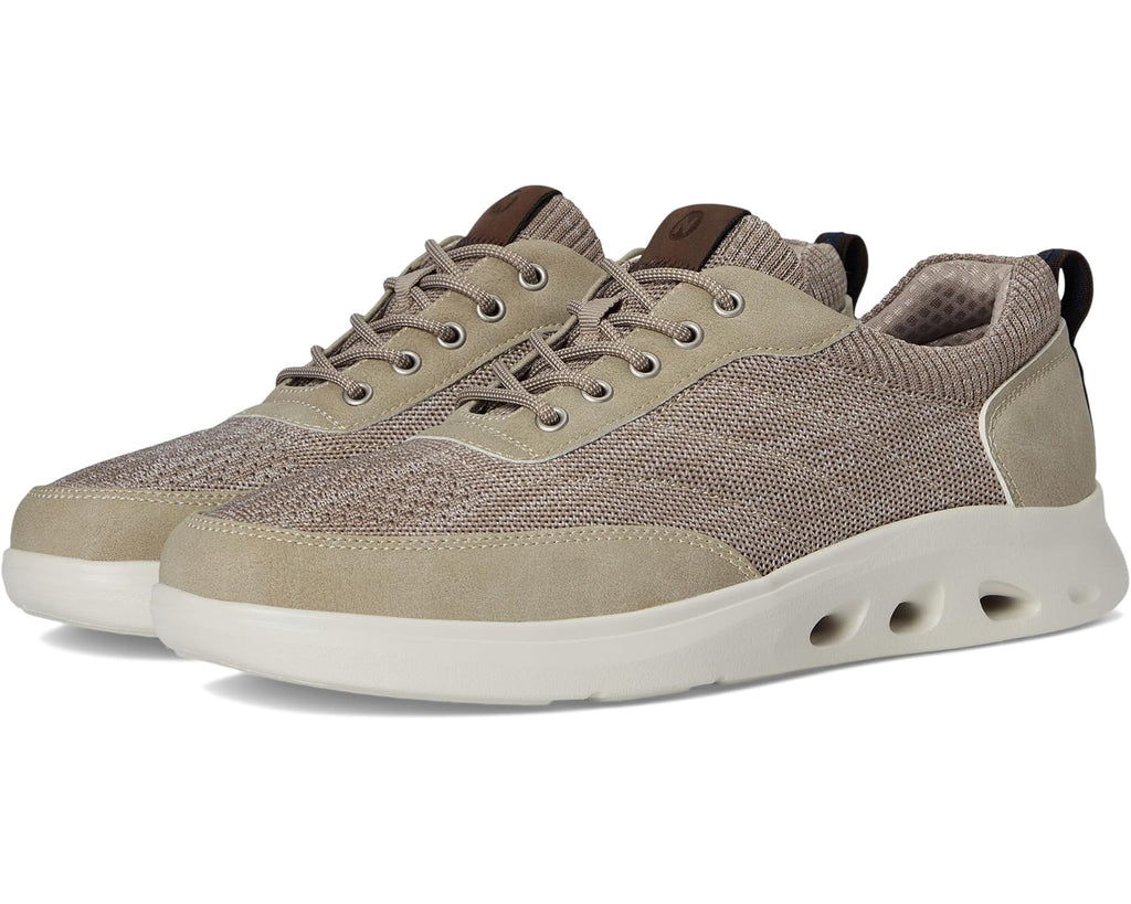 Men's Nunn Bush Ponte Knit Moc Toe Sneakers Hybrid Oxford Casual Lightweight Athletic Style Lace Up Taupe