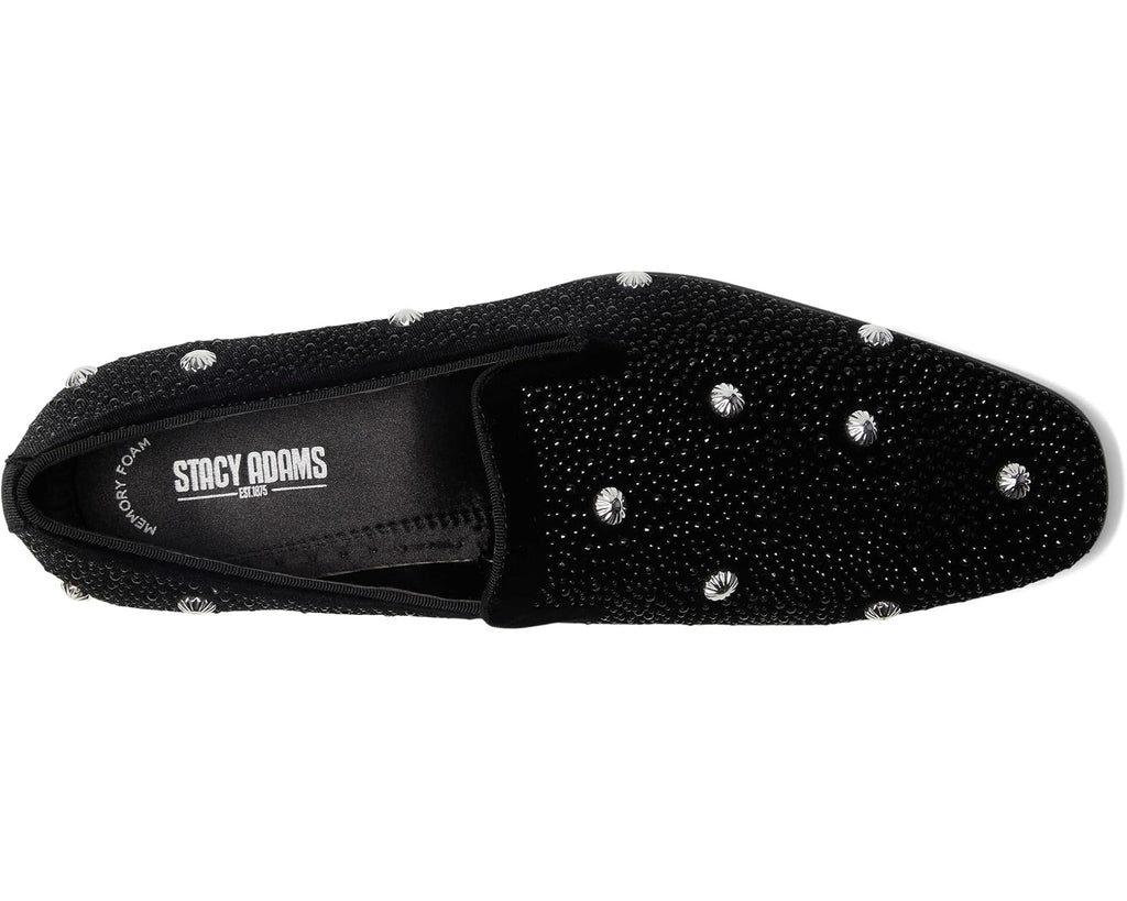 Men's Stacy Adams Spangle Rhinestone Slip-On Black/Silver