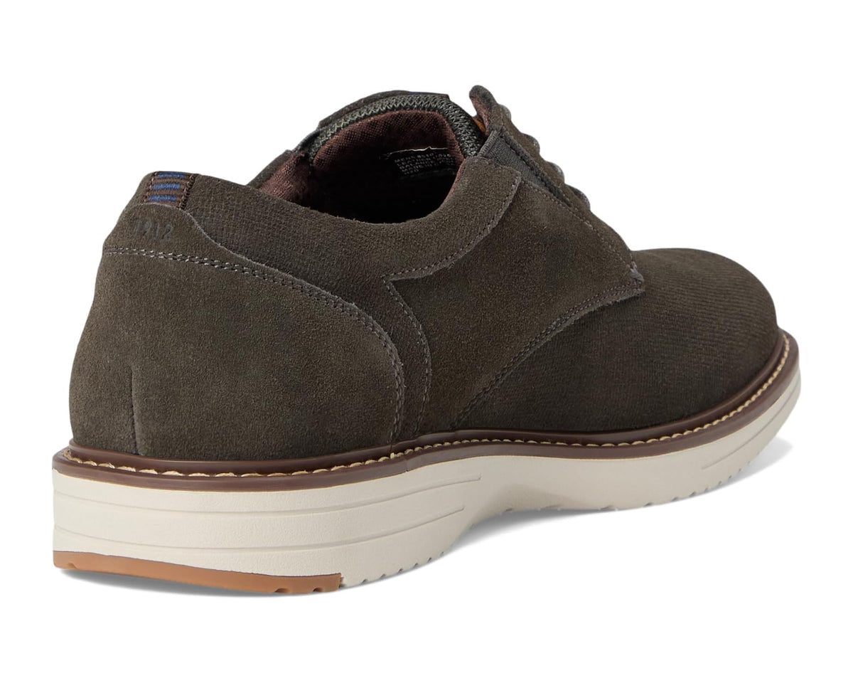 Men's Nunn Bush Griff Plain Toe Oxford Lightweight and Comfortable for all Occasions Suede Lace-Up Grey