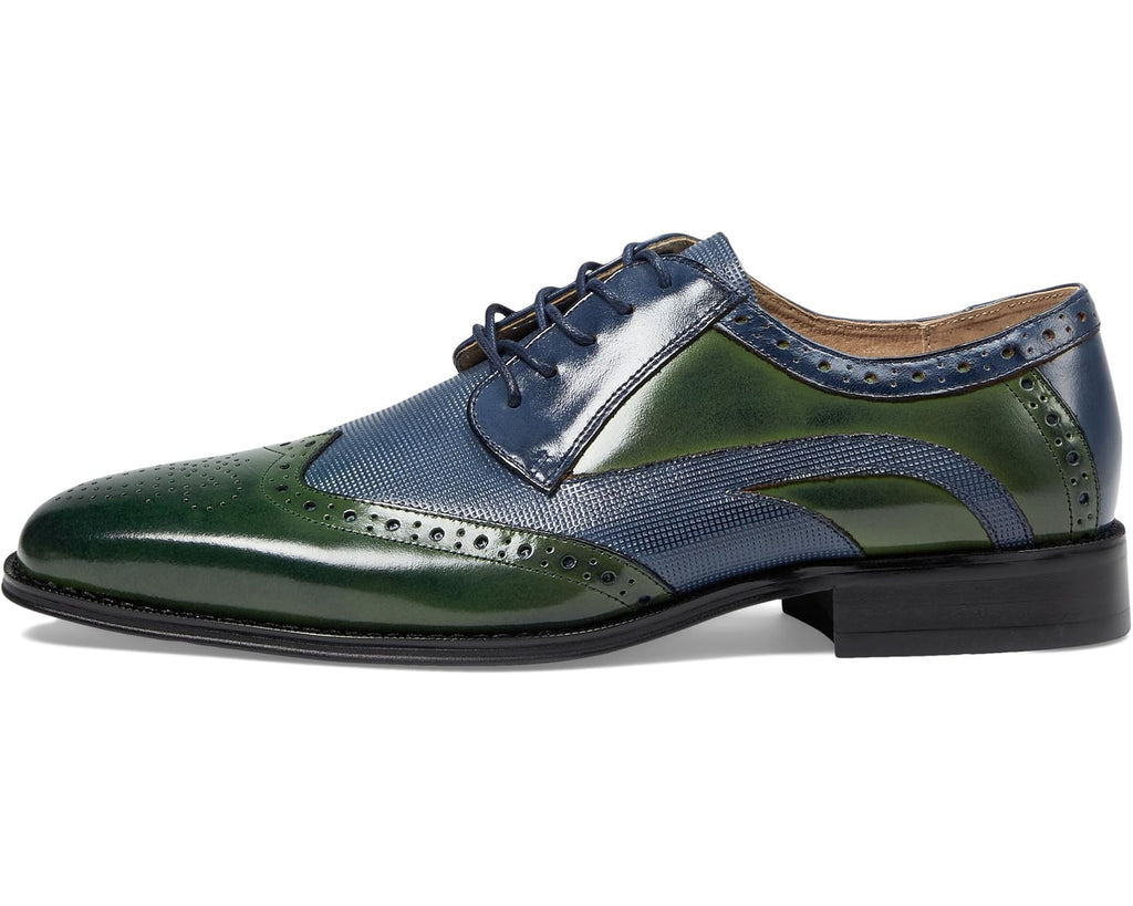 Men's Stacy Adams Ivingale Wing Tip Lace-Up Navy/Green