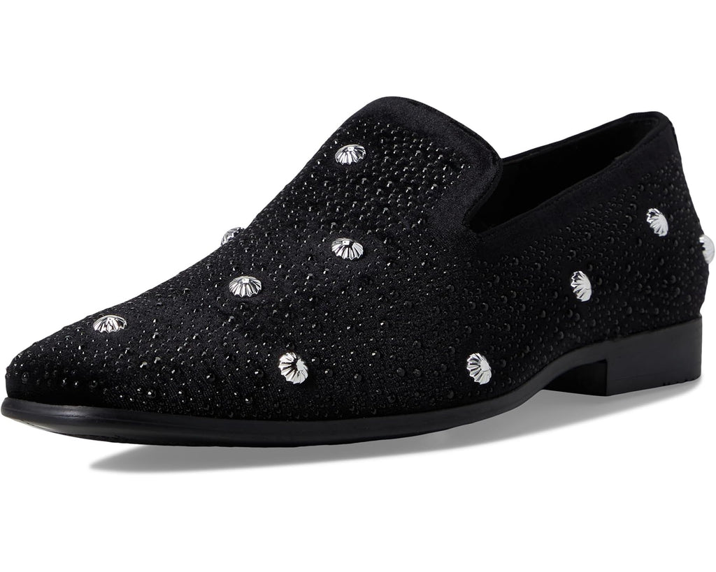 Men's Stacy Adams Spangle Rhinestone Slip-On Black/Silver