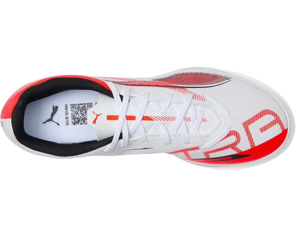 Men's PUMA Ultra 5 Play Turf Trainer Soccer Cleats Puma White-Puma Black-Glowing Red