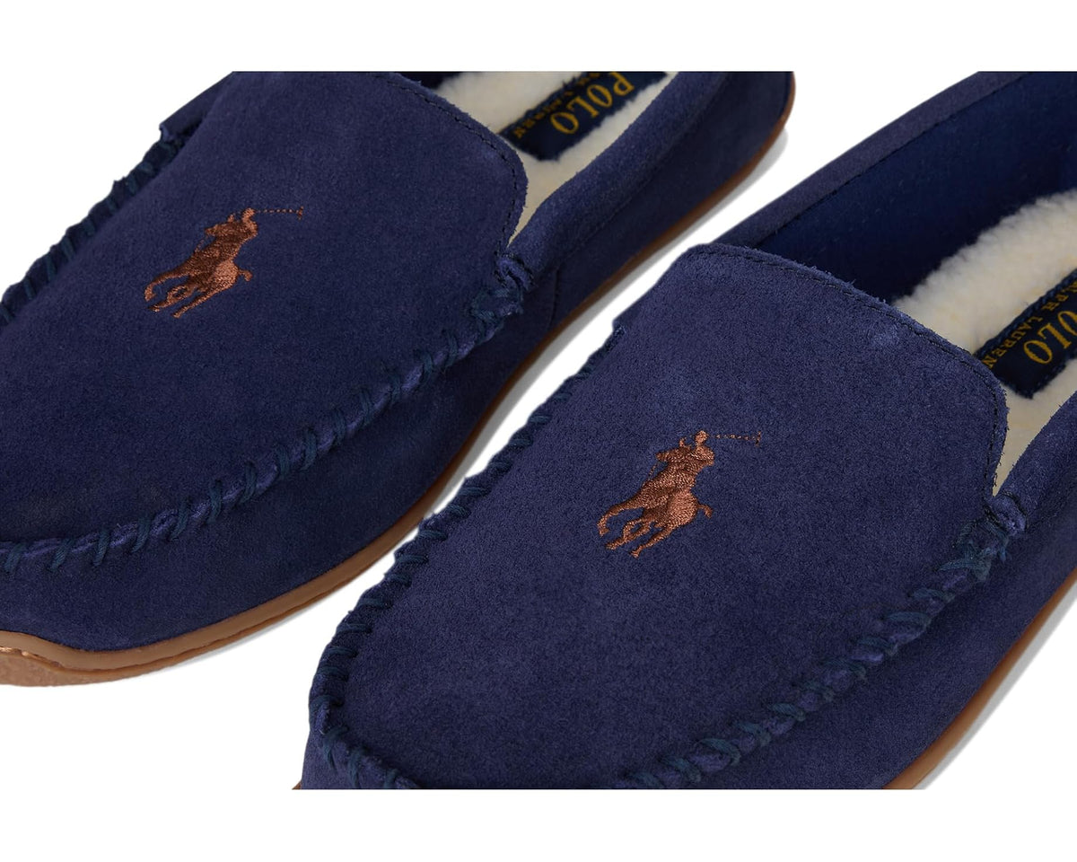 Men's Polo Ralph Lauren Brenan Moc Slippers Navy/Red