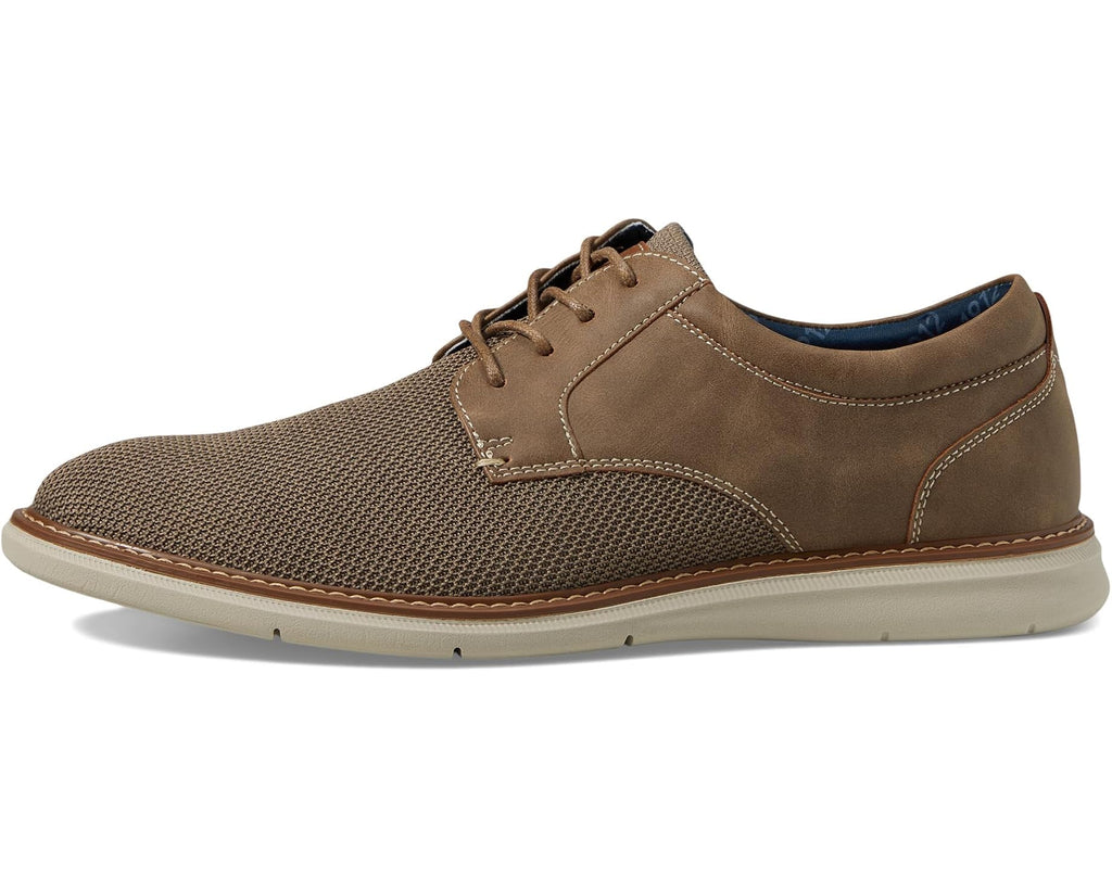 Men's Nunn Bush Chase Knit Plain Toe Oxford Lightweight Breathable Versatile Lace Up Taupe