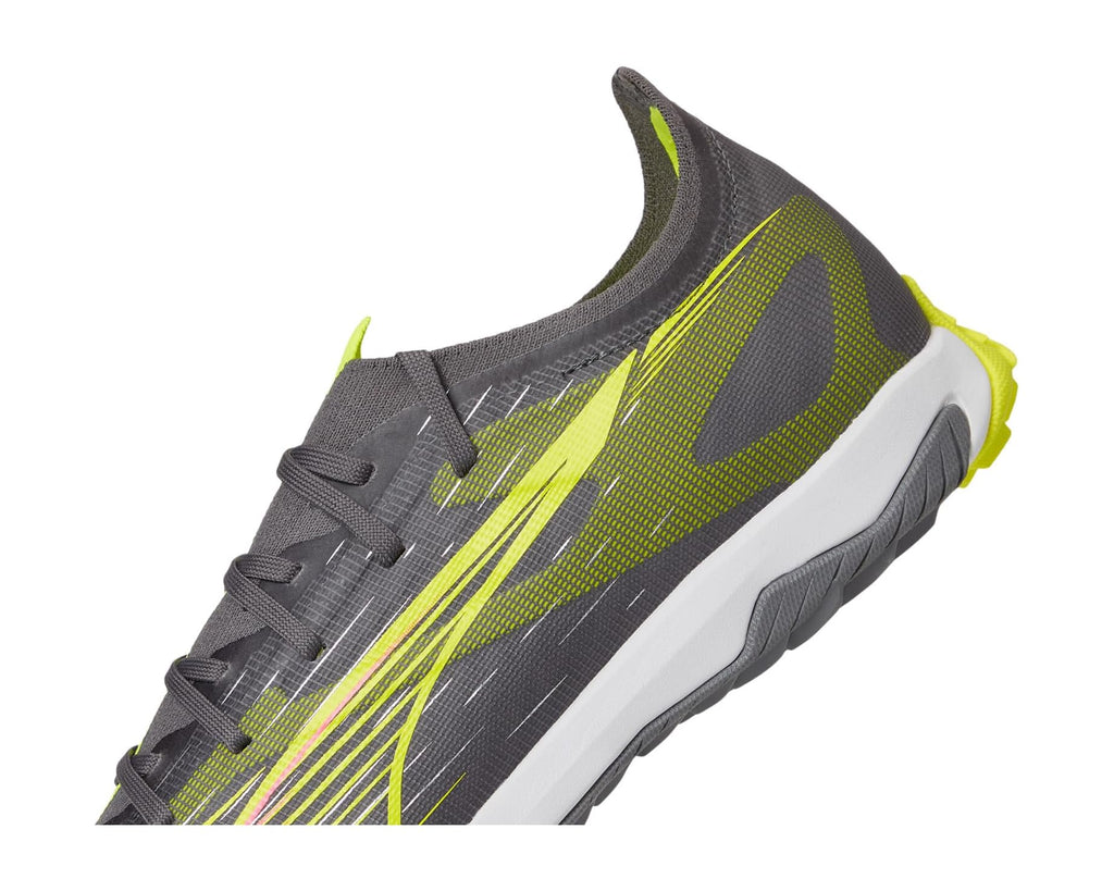 Men's PUMA Ultra 5 Match Turf Trainer Soccer Cleats Matte Aged Silver-Yellow Alert-Puma Aged Silver
