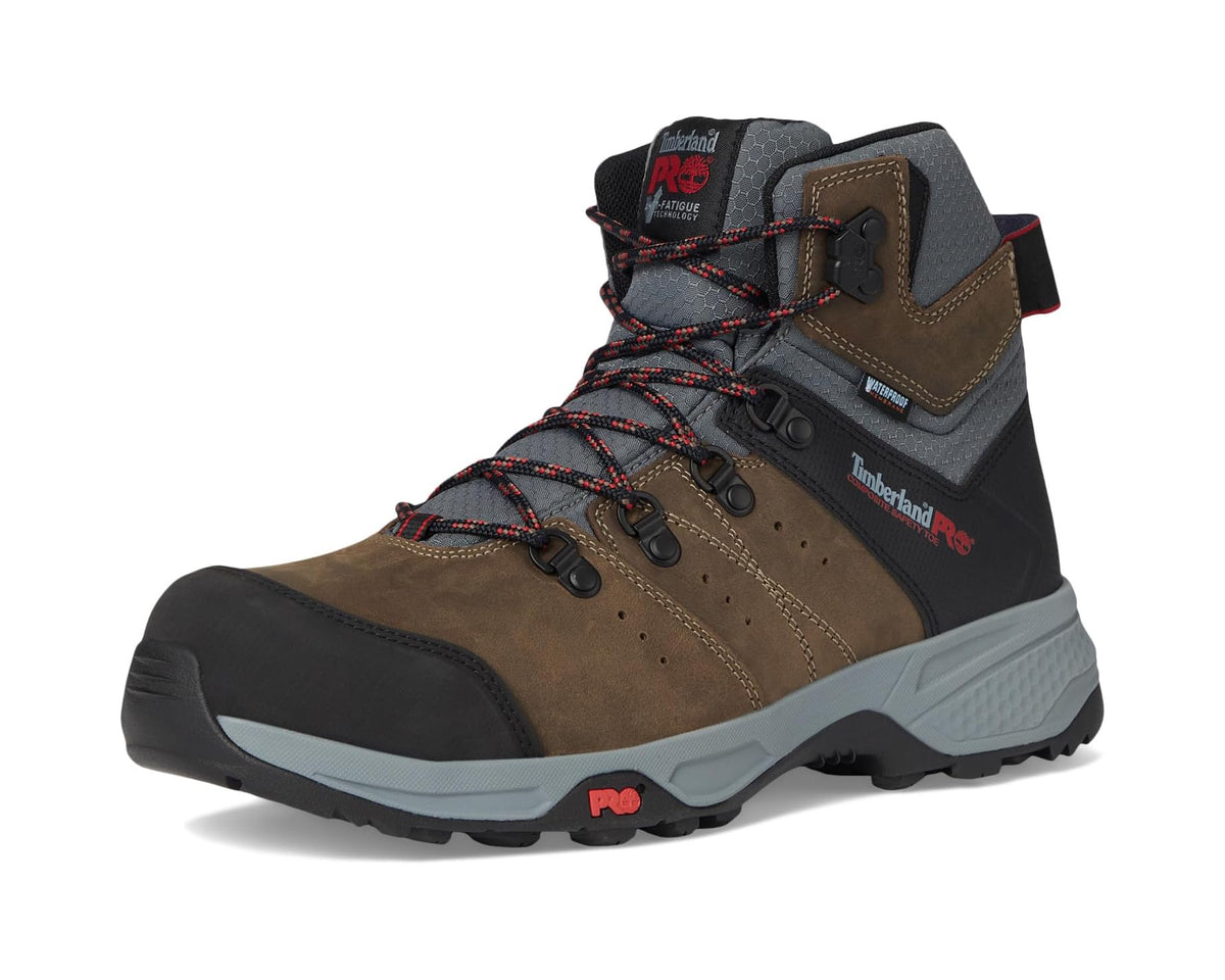 Men's Timberland PRO Switchback 6 Composite Safety Toe Puncture Resistant Waterproof Brown Turkish Coffee/Red 1