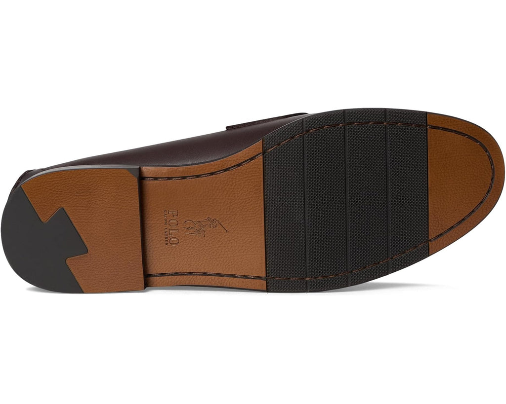 Men's Polo Ralph Lauren Alston Leather & Plaid Wool Penny Loafers Dark Brown/Blackwatch