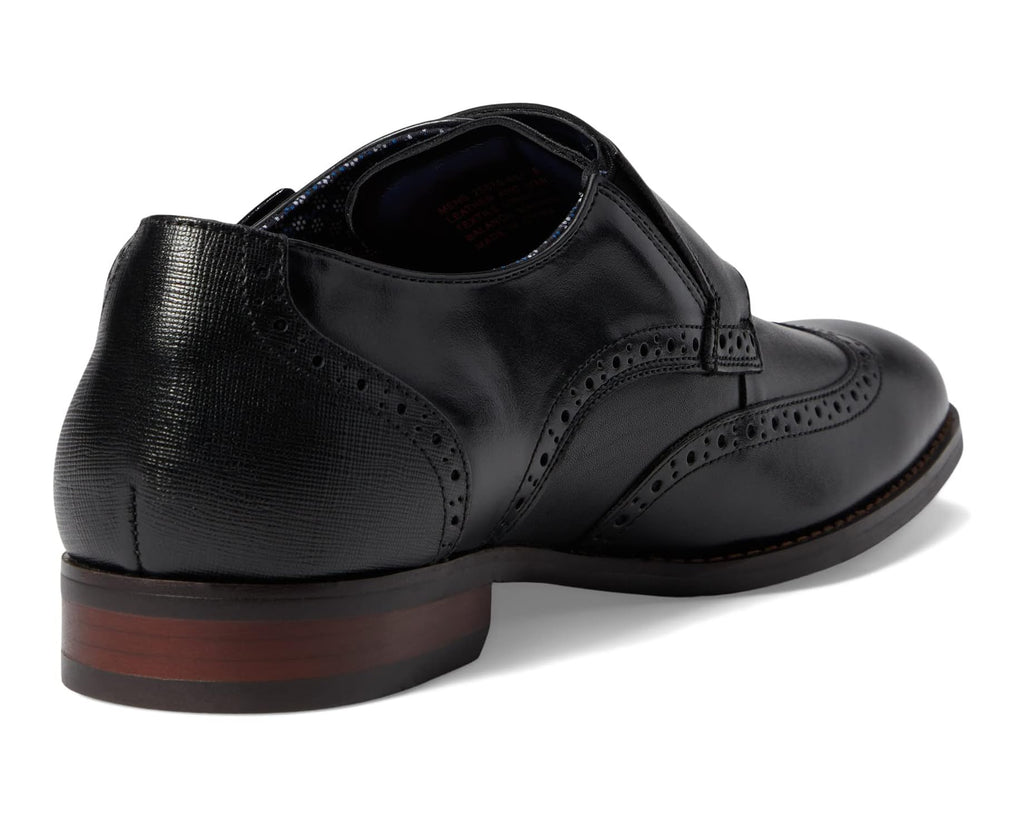 Men's Stacy Adams Karson Wing Tip Double Monk Strap Black
