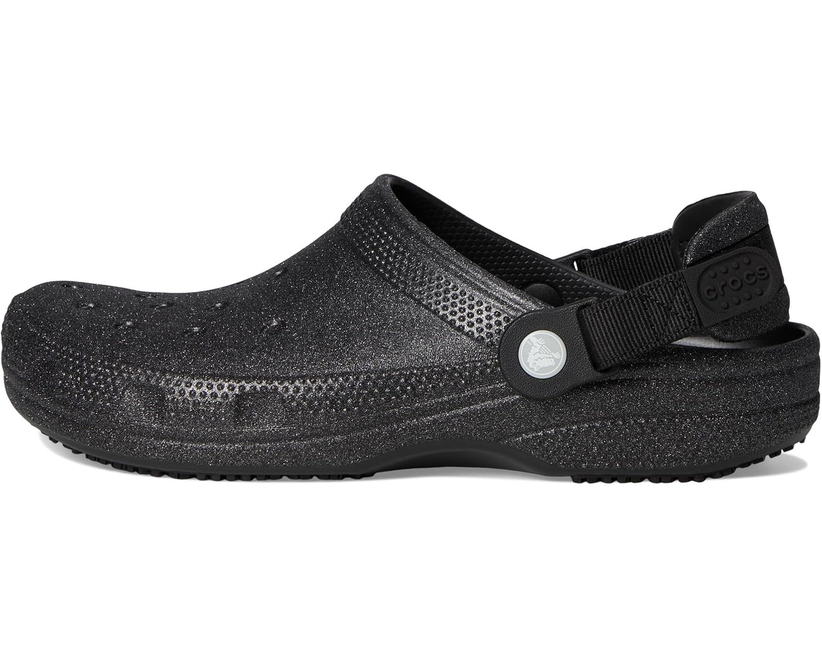 Unisex Crocs Work Classic Work Clogs Black Glitter