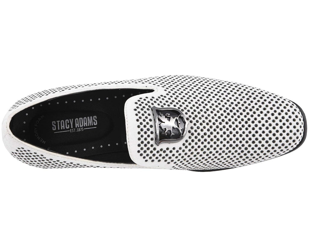 Men's Stacy Adams Swagger Studded Ornament Loafer Black/White
