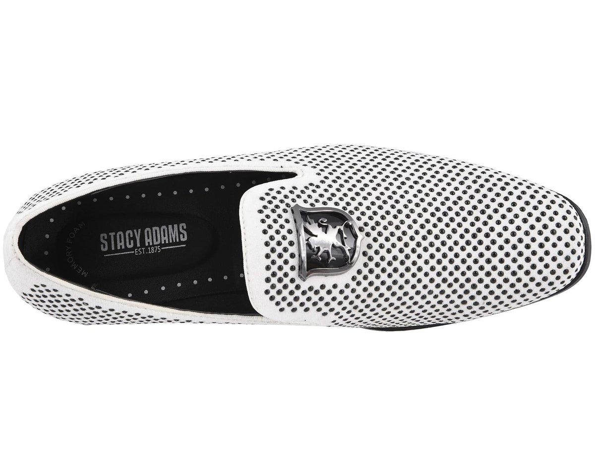 Men's Stacy Adams Swagger Studded Ornament Loafer Black/White