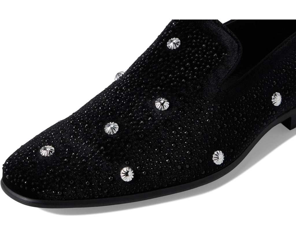 Men's Stacy Adams Spangle Rhinestone Slip-On Black/Silver