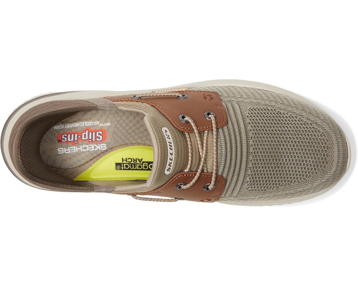 Men's SKECHERS Delson 3.0 Roth Hands Free Slip-Ins Taupe/Brown
