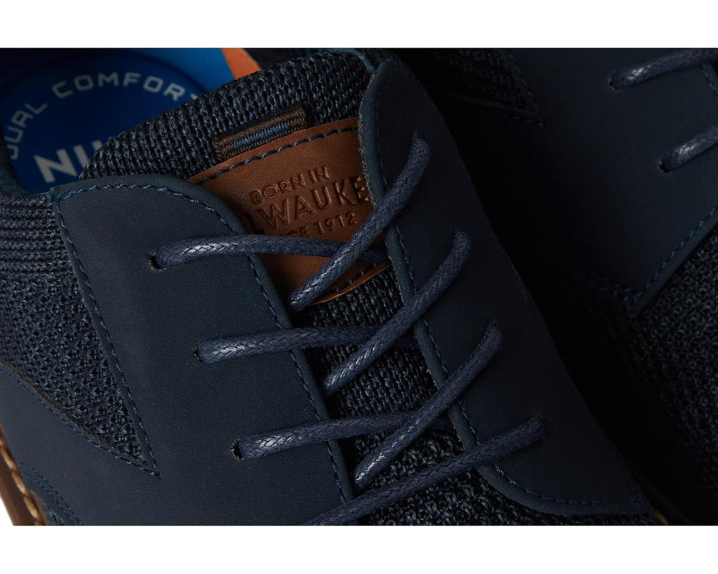 Men's Nunn Bush Griff Plain Toe Knit Oxford Lightweight and Comfortable for any Occasion Knit Lace-Up Navy