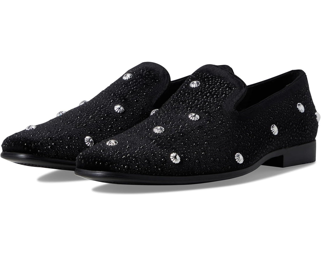Men's Stacy Adams Spangle Rhinestone Slip-On Black/Silver