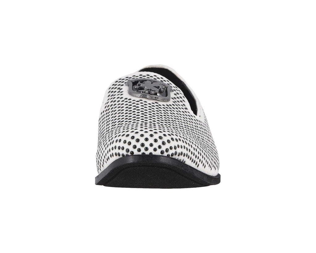Men's Stacy Adams Swagger Studded Ornament Loafer Black/White