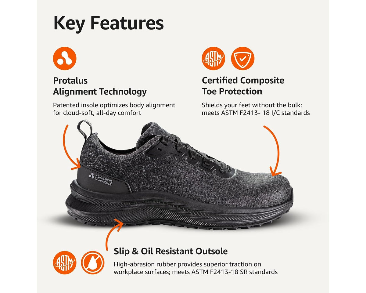 Unisex Amazon Basics Work Safety Shoes with Protalus Alignment Technology Black