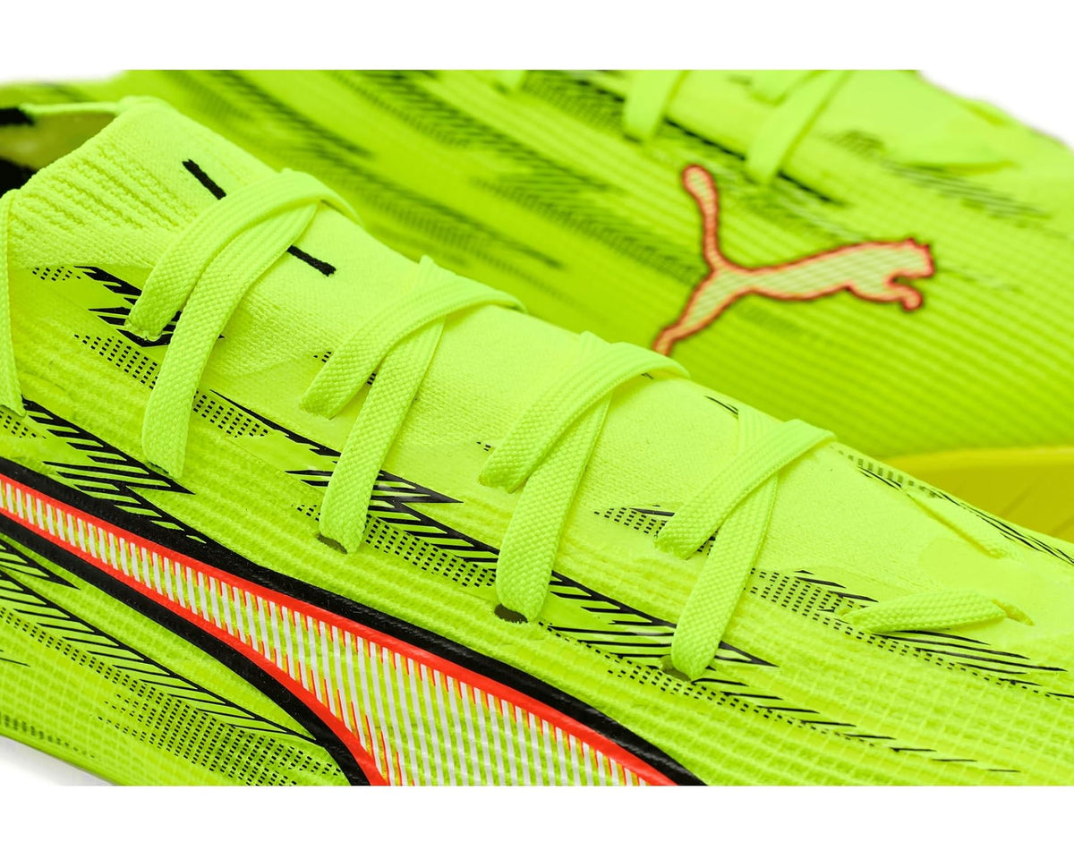 Men's PUMA Ultra 6 Match Turf Trainer Soccer Cleats Yellow Alert/Black/Glowing Red/Lime Squeeze