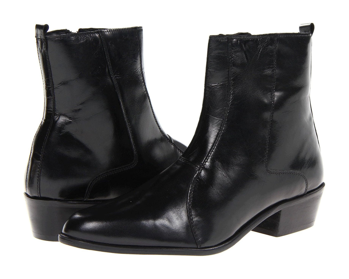 Men's Stacy Adams Santos Plain Toe Side Zip Boot Black Leather