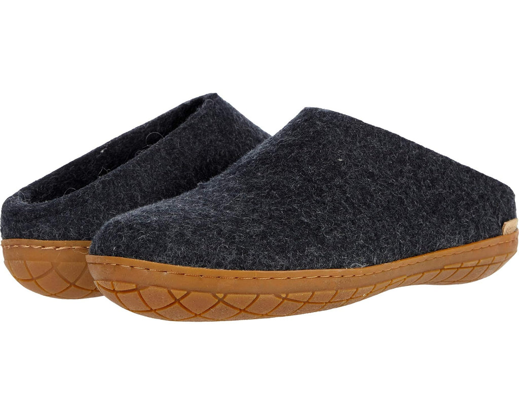 Unisex Glerups Wool Slip-On Rubber Outsole Charcoal/Honey Rubber